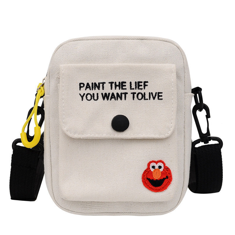 Children's Versatile Canvas Mobile Sesame Street Frog Shoulder Bags