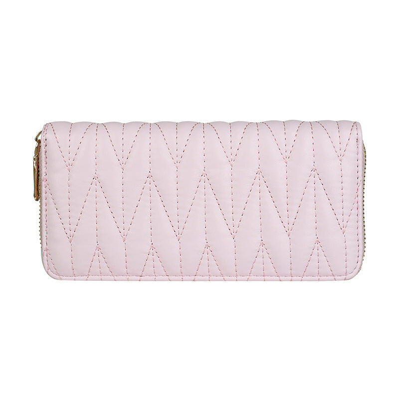 Women's Long Embroidery Thread Mobile Solid Color Ladies Wallets