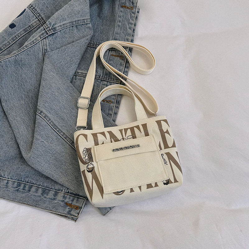 Thailand Design Canvas Contrast Color Letters Shoulder Bags