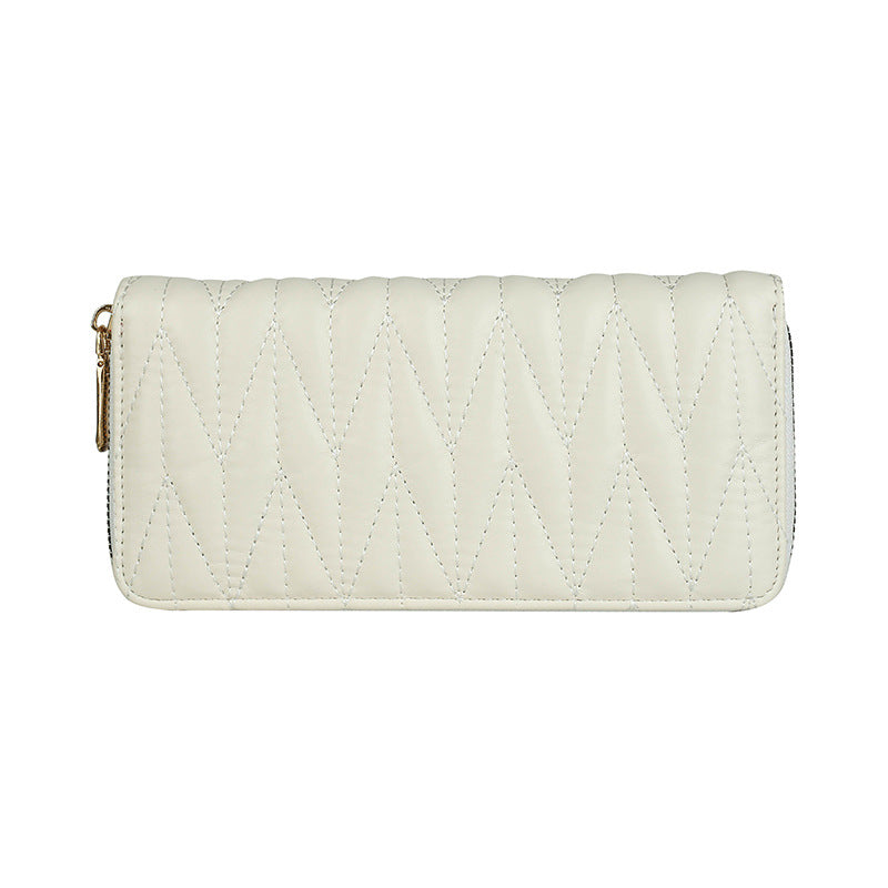 Women's Long Embroidery Thread Mobile Solid Color Ladies Wallets