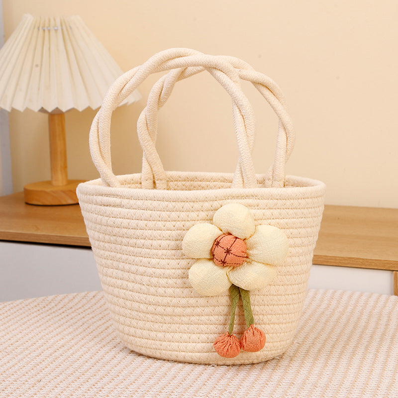 Pinch Flower Woven Handmade Mini Cotton Bags