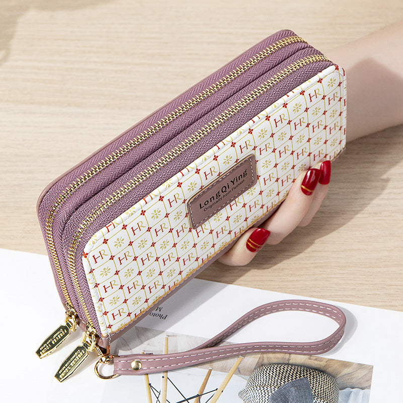 Women's Wild Double Zipper Korean Style Letters Large Capacity Mobile Ladies Wallets