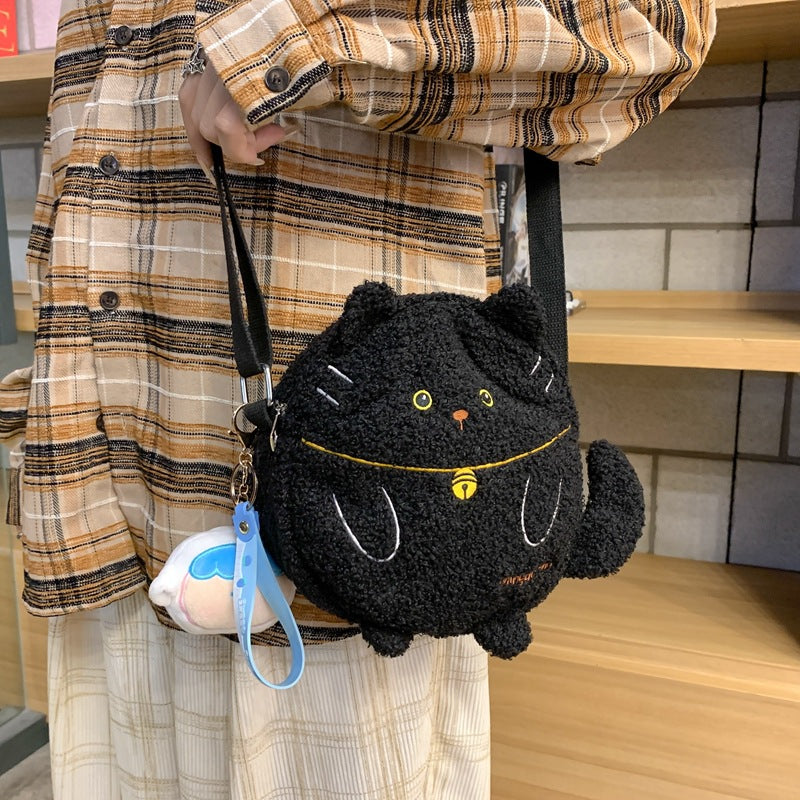 Plush Curly Kitten Cute Style Go Out Storage Crossbody Bags