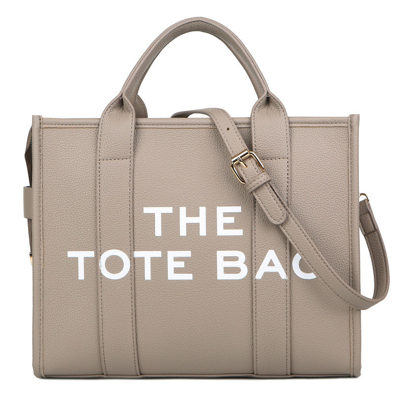 Women's Solid Color Letter Simple Large Shoulder Bags
