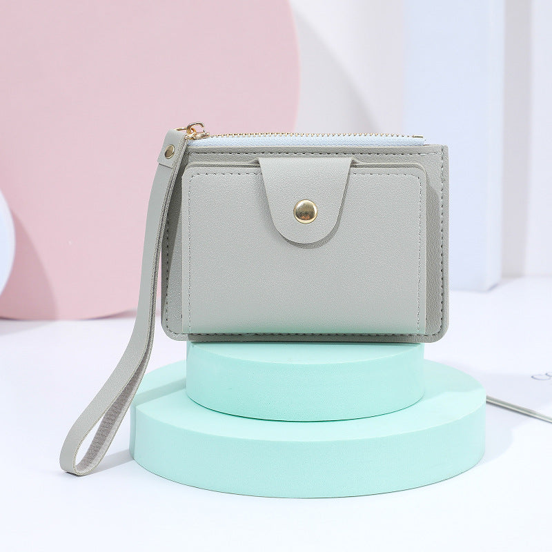 Wrist Strap Clip Solid Color Mini Card Holder