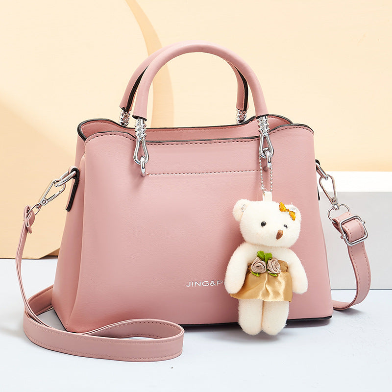Women's Fashion Large Capacity Soft Leather Bear Shoulder Bags