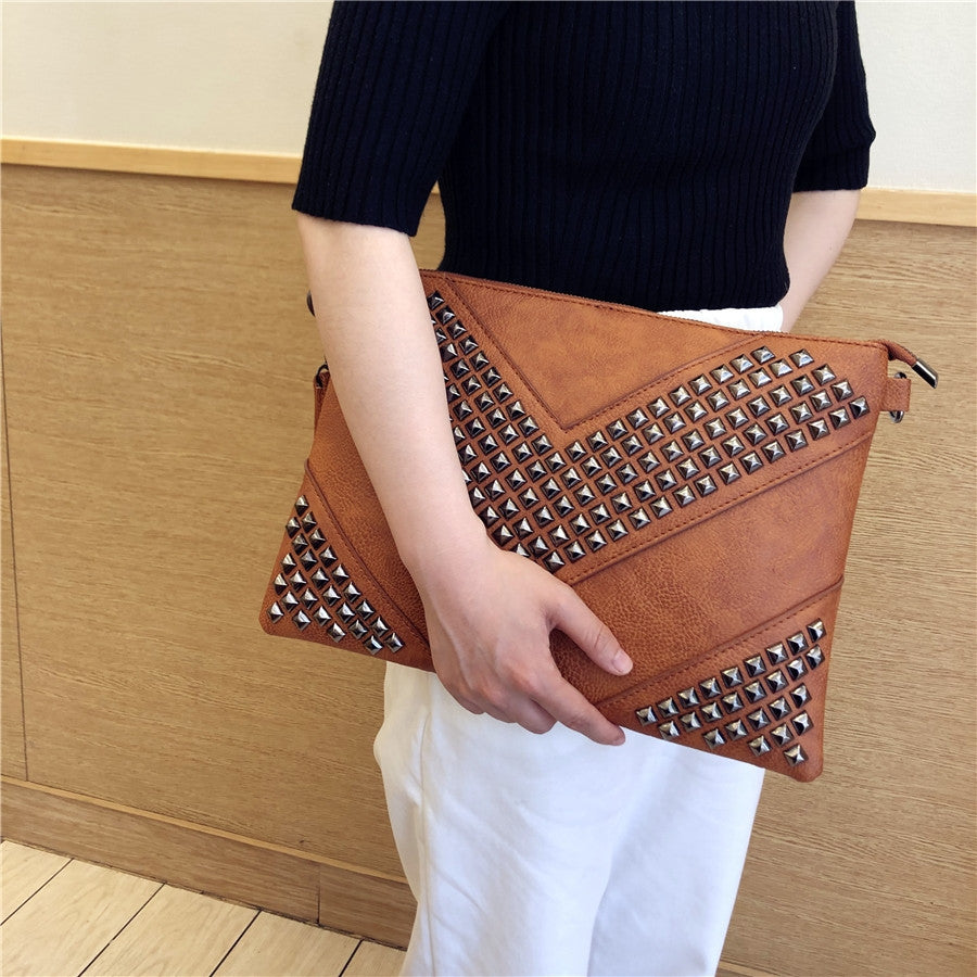 Women's & Men's & Fashion Rivet Clutch Ding Envelope Bags