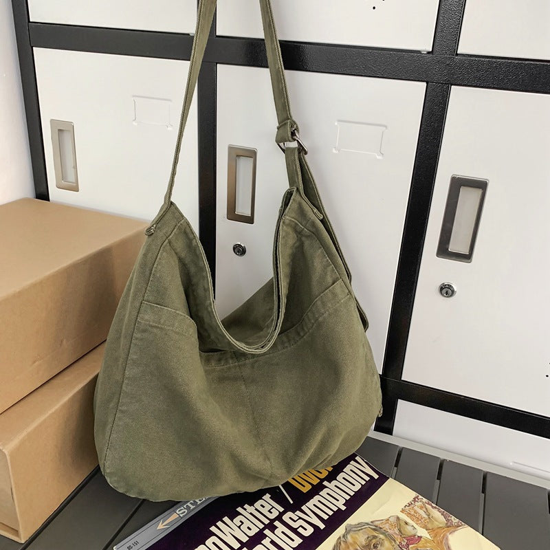 Women's Large Capacity Idle Style Artistic Simple Canvas For Women's Messenger Bag