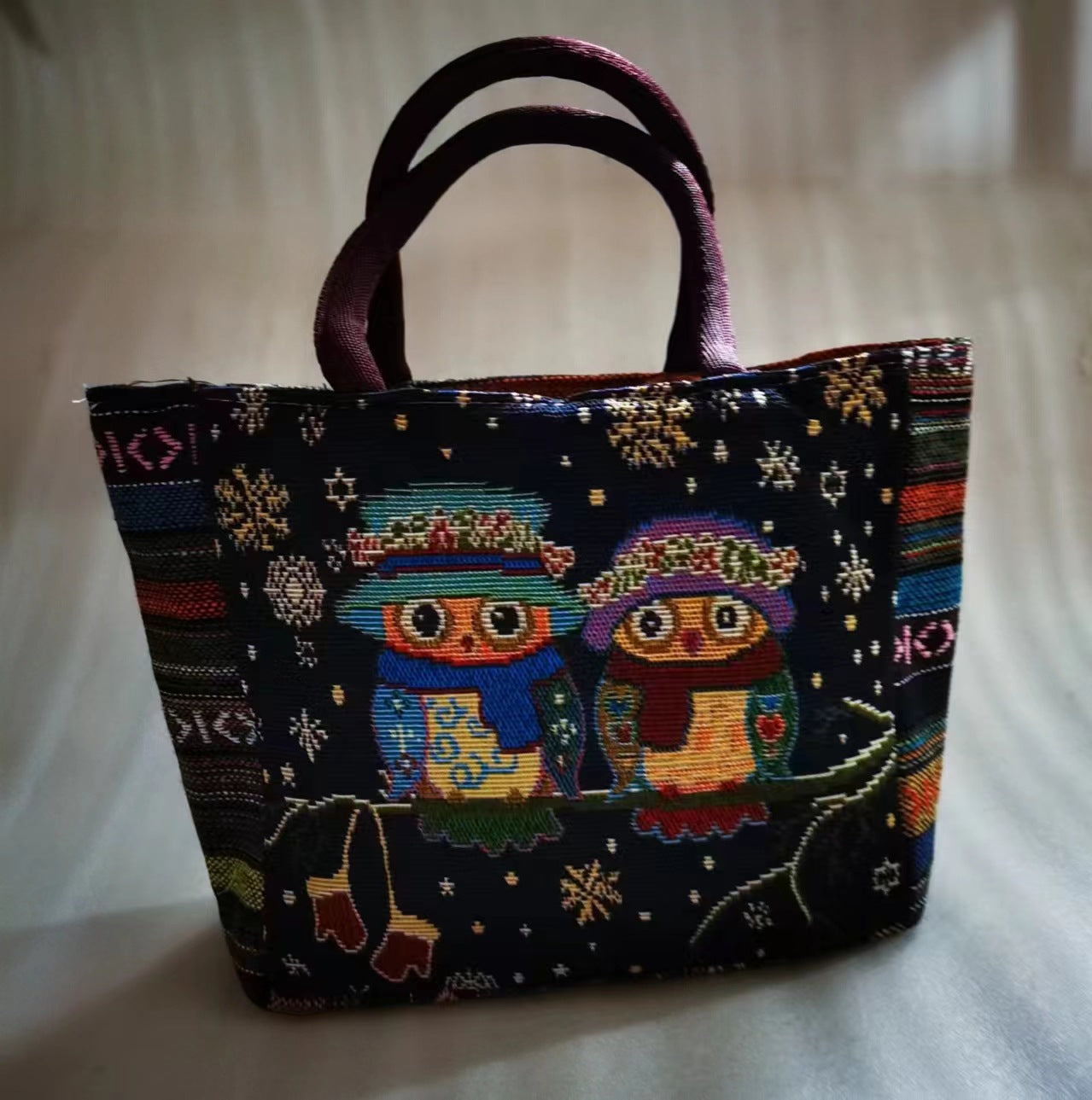 Large Capacity Double Sided Embroidery Elephant Shoulder Bags