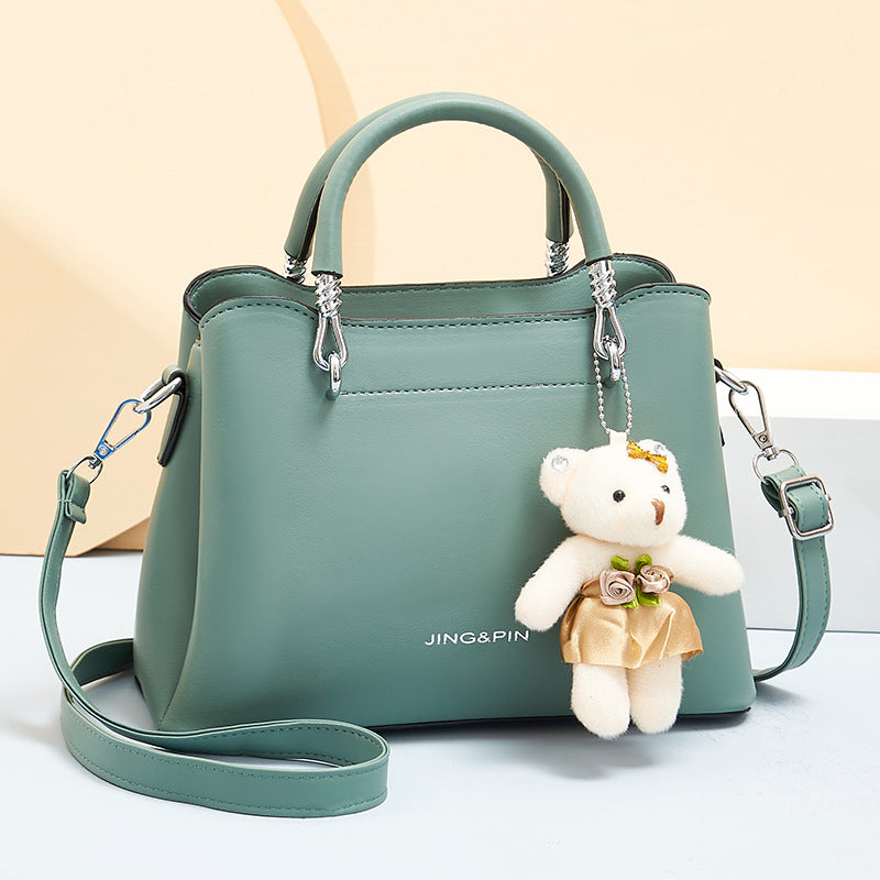 Women's Fashion Large Capacity Soft Leather Bear Shoulder Bags