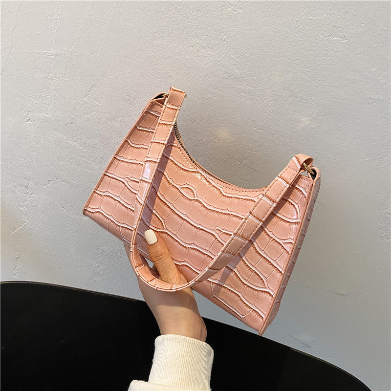 Women's Fan Fashion Embossing Hand Temperament Stone Shoulder Bags