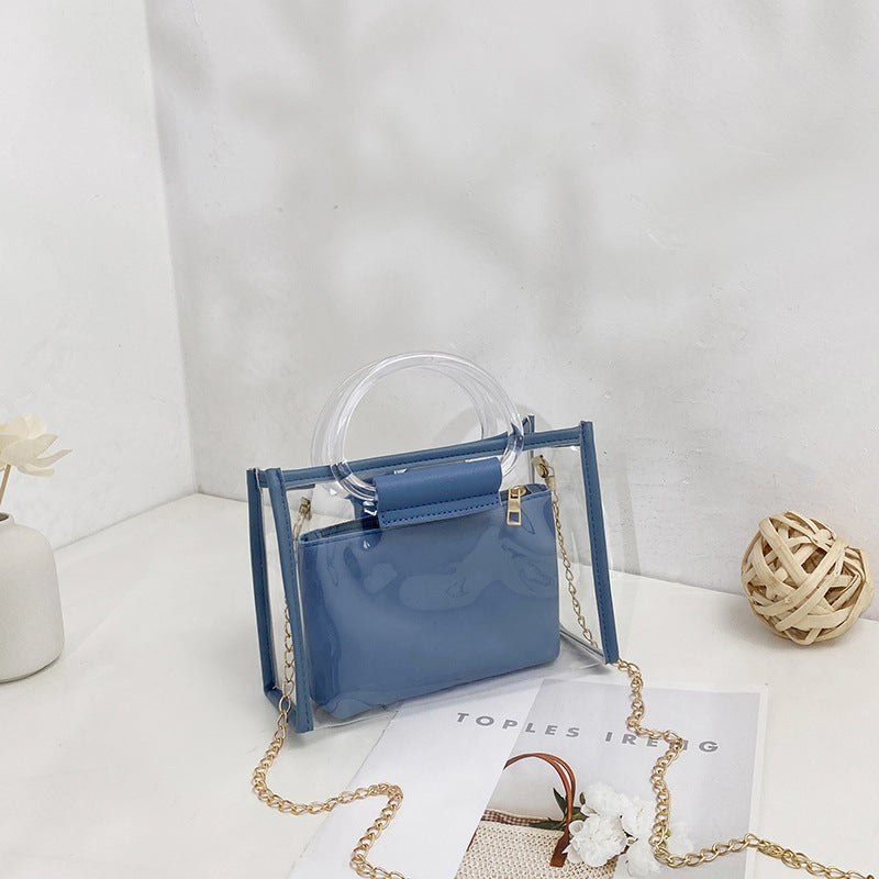 Women's Mother Two-piece Set Transparent Chain Shoulder Bags