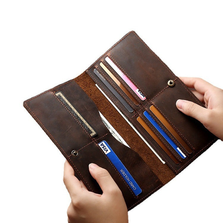 Men's Supportable Retro Crazy Horse Leather Medium Short Men's Wallets