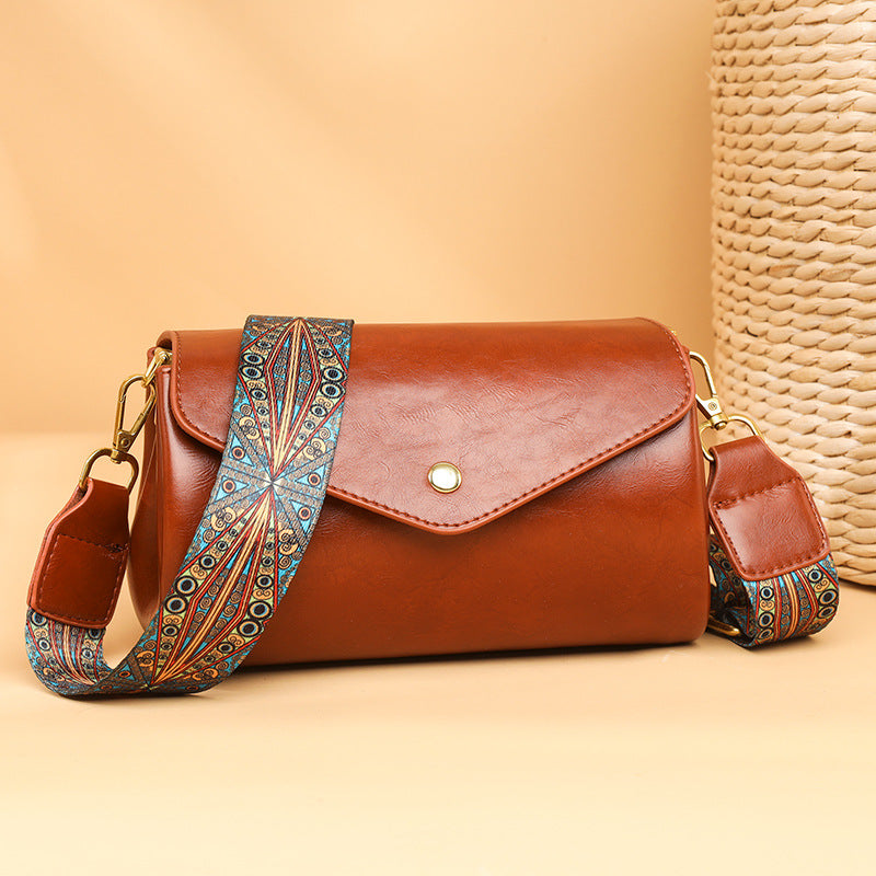 Women's Fashion Round Soft Leather Textured Large Shoulder Bags