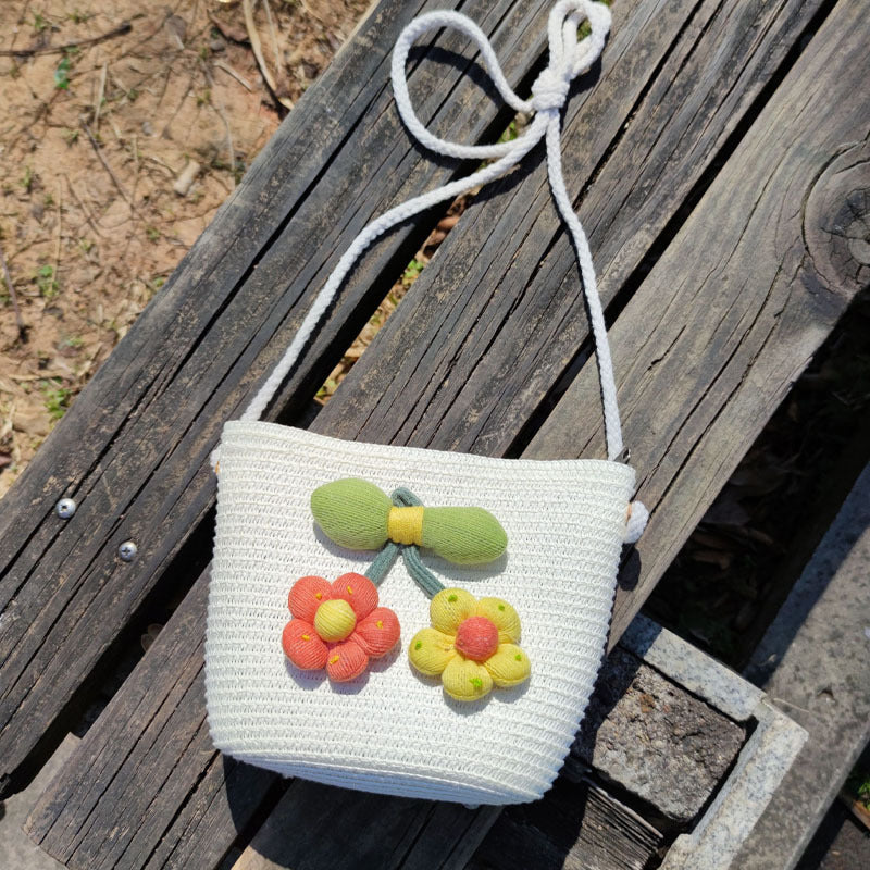 Children's Summer Weaving Straw Cute Mobile Western Phone Bags