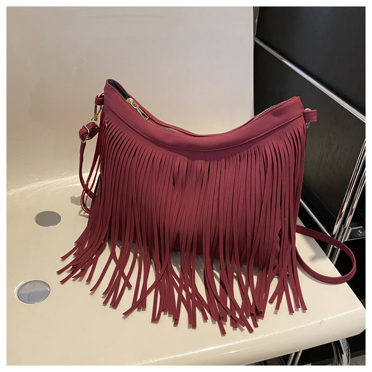 Trendy Personality Tassel Retro Large Capacity Winter Sweet Shoulder Bags