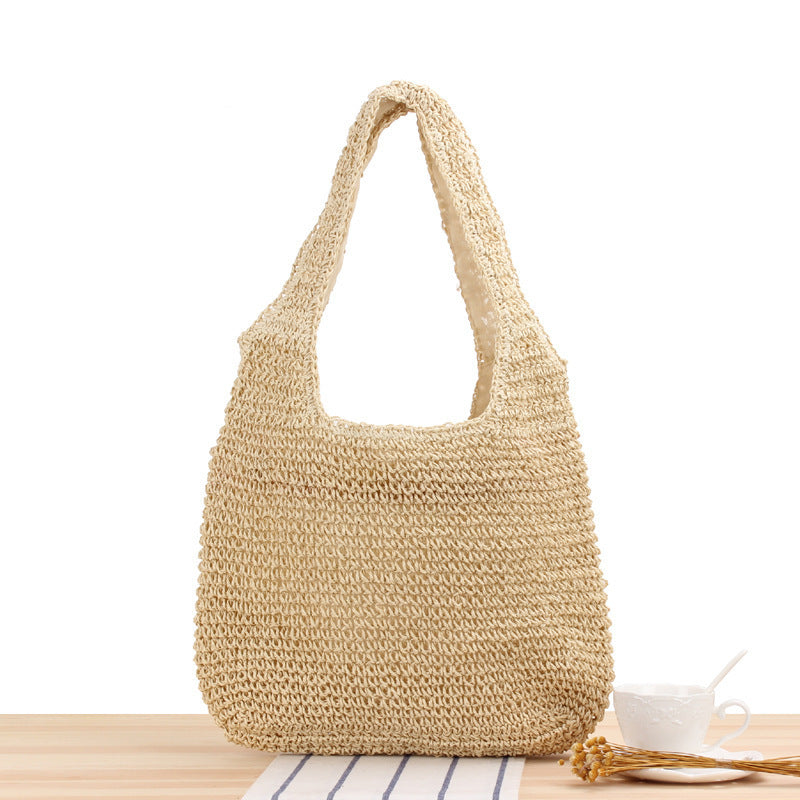 One Straw Mori Style Hand-woven Large Shoulder Bags
