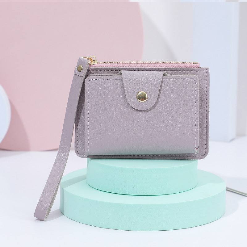 Wrist Strap Clip Solid Color Mini Card Holder