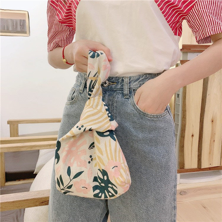 Classy Wrist Cotton Linen Fabric Fresh Handbags