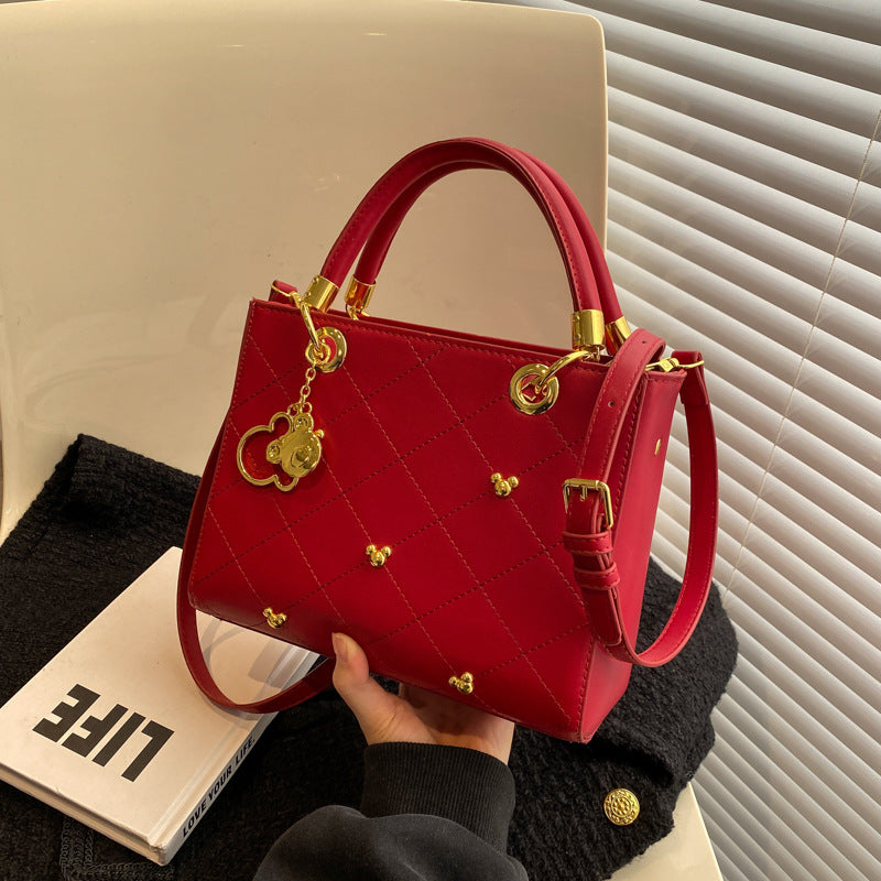 Women's Spring Diana Rhombus Embroidery Thread Fashion Crossbody Bags