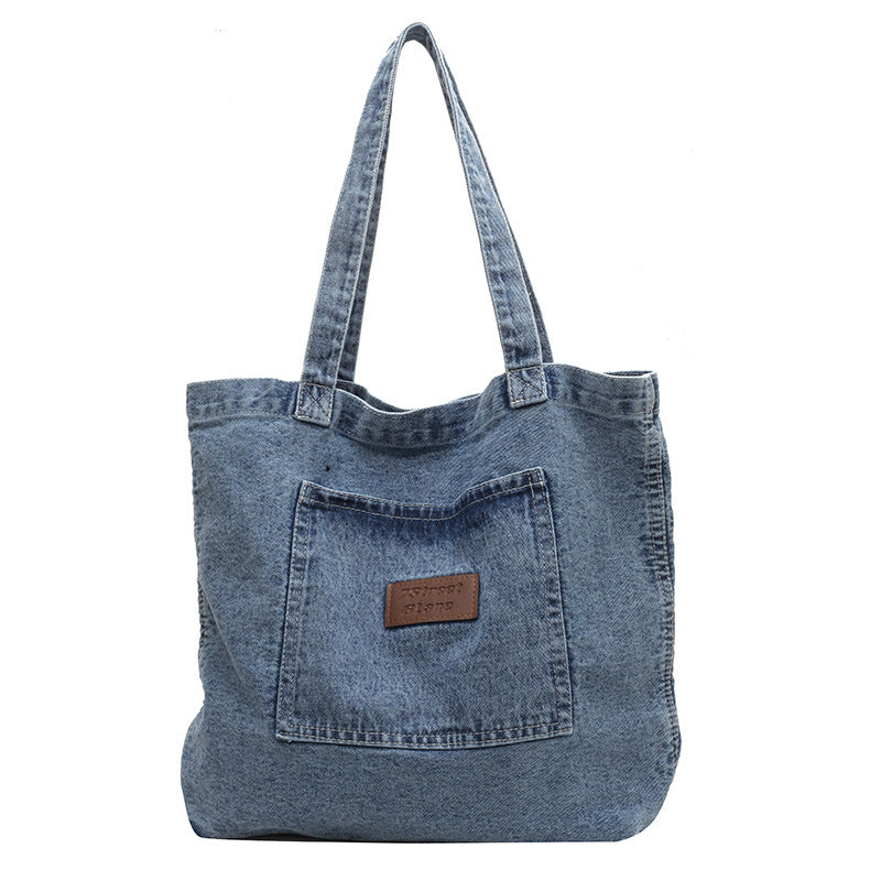 Idle Style Vintage Denim Embossed Letter Bags