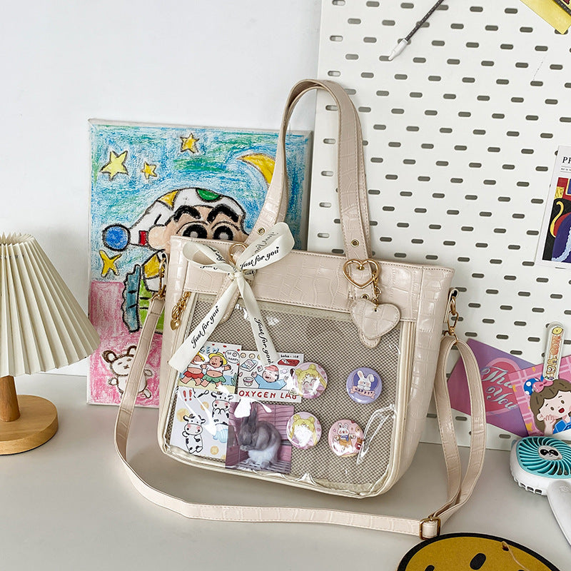 Cartoon Underarm Crocodile Pattern Transparent Portable Crossbody Bags