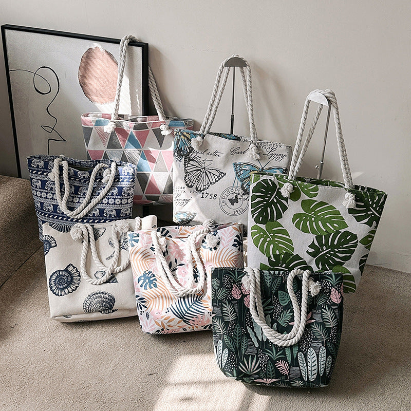 Women's Creative Printing Large Fashion Canvas Korean Shoulder Bags