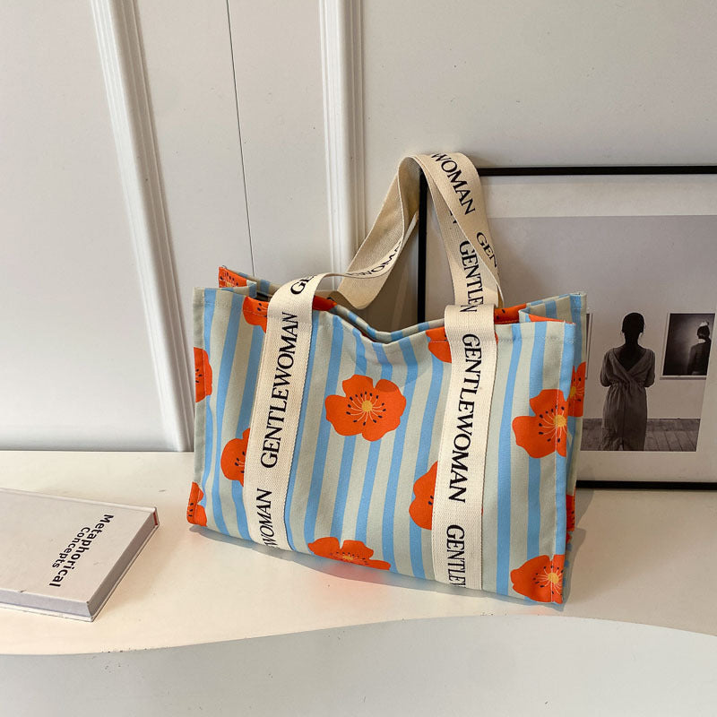 Women's Canvas Large Capacity Letter Fashion Shoulder Bags