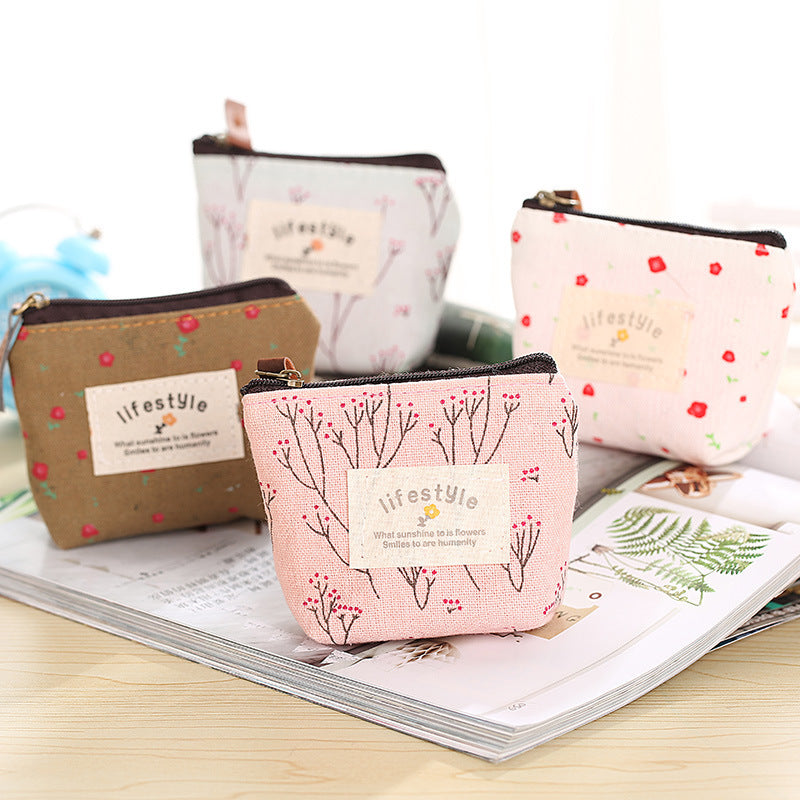 Women's Canvas Zipper Candy Color Soft Durable Korean Style Coin Purses