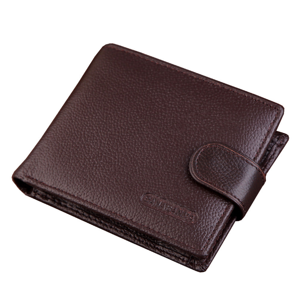 Leather For Man Short Retro Horizontal Zipper Purses