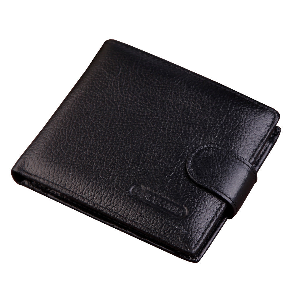 Leather For Man Short Retro Horizontal Zipper Purses