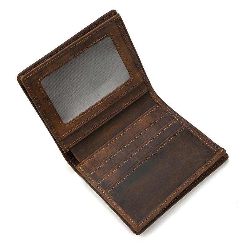 Horse Leather Genuine Short Zipper Pocket First Men's Wallets