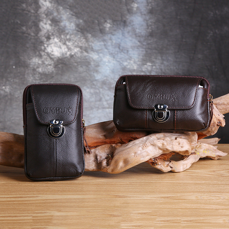 Men's Business Mobile Vertical Horizontal Cowhide Thin Men's Waist Packs