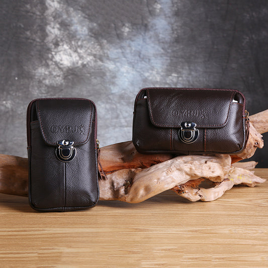 Men's Business Mobile Vertical Horizontal Cowhide Thin Men's Waist Packs