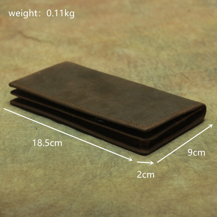 Men's Horse Leather Long Two-fold Pure First Layer Cowhide Men's Wallets