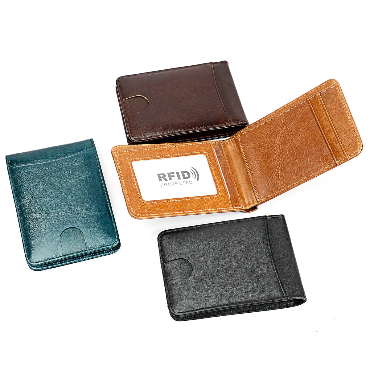 Women's & Men's & First Layer Cowhide Beauty Clip Card Holder