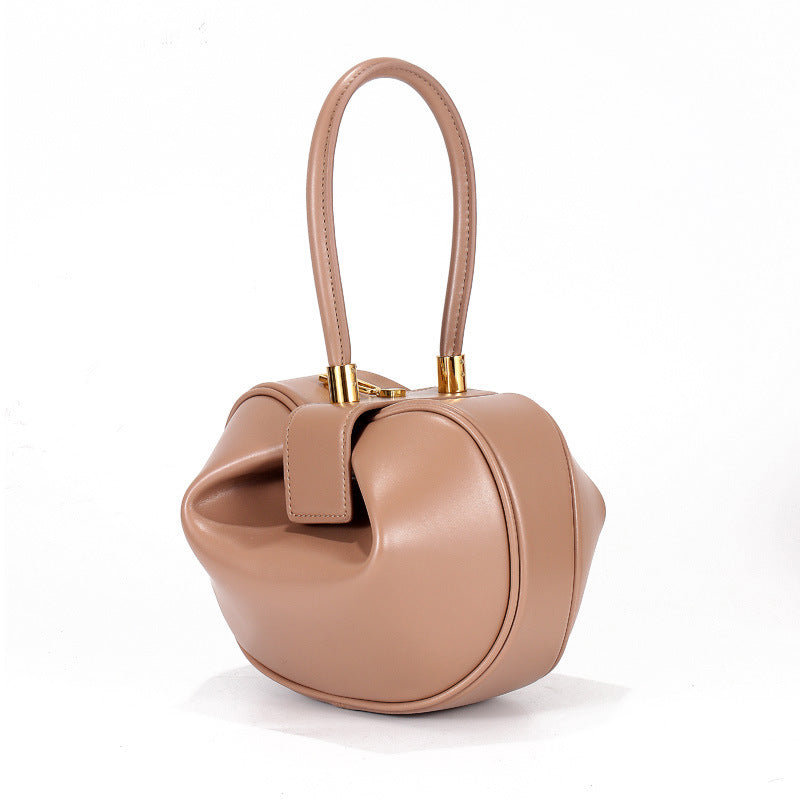Women's Versatile Design Vintage Wonton Dumpling Genuine Handbags