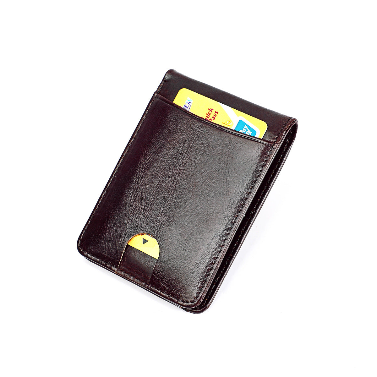 Women's & Men's & First Layer Cowhide Beauty Clip Card Holder