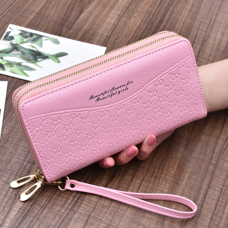 Women's Long Large Capacity Double Zipper Clutch Ladies Wallets