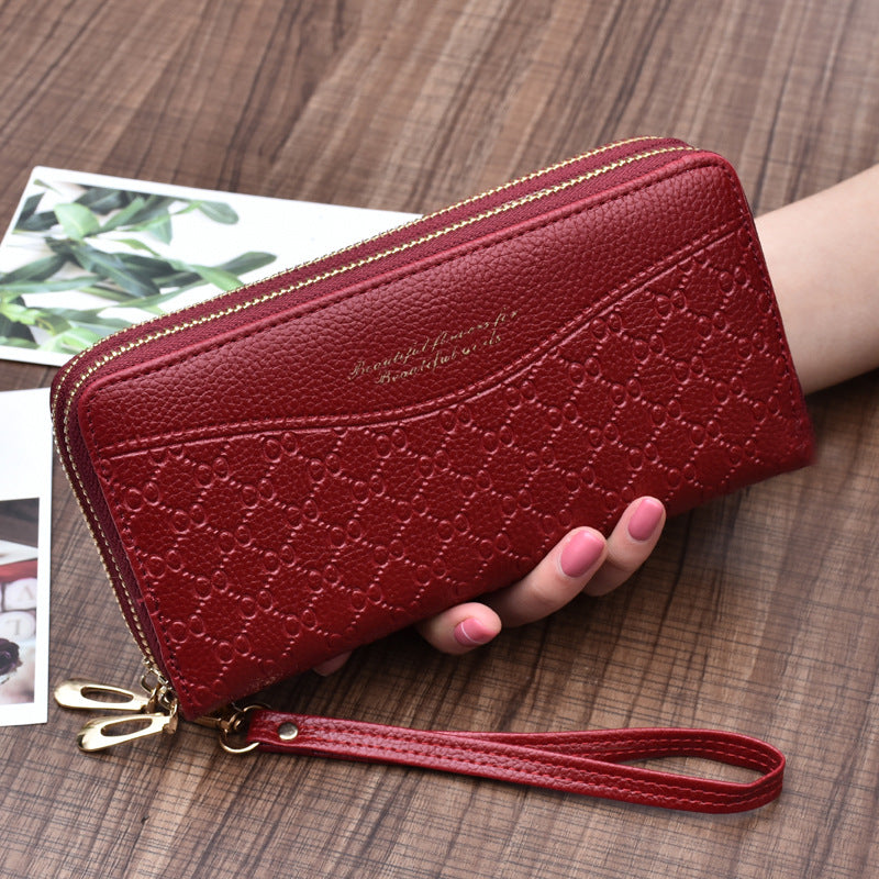 Women's Long Large Capacity Double Zipper Clutch Ladies Wallets
