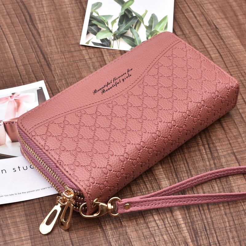 Women's Long Large Capacity Double Zipper Clutch Ladies Wallets