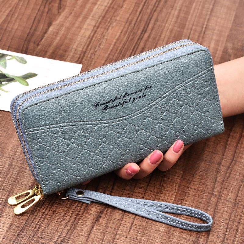Women's Long Large Capacity Double Zipper Clutch Ladies Wallets