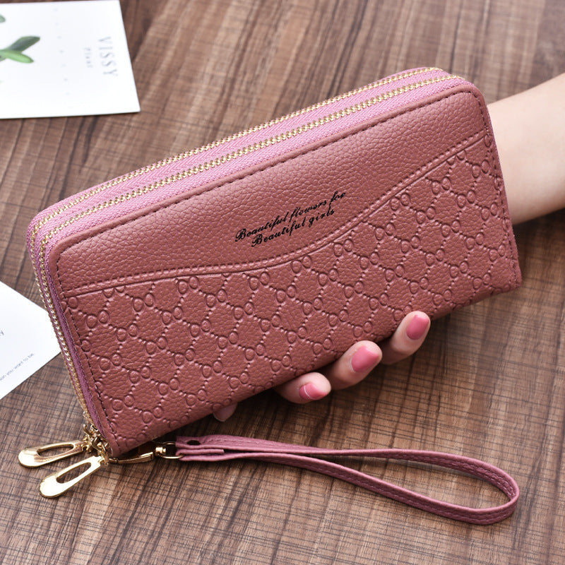 Women's Long Large Capacity Double Zipper Clutch Ladies Wallets