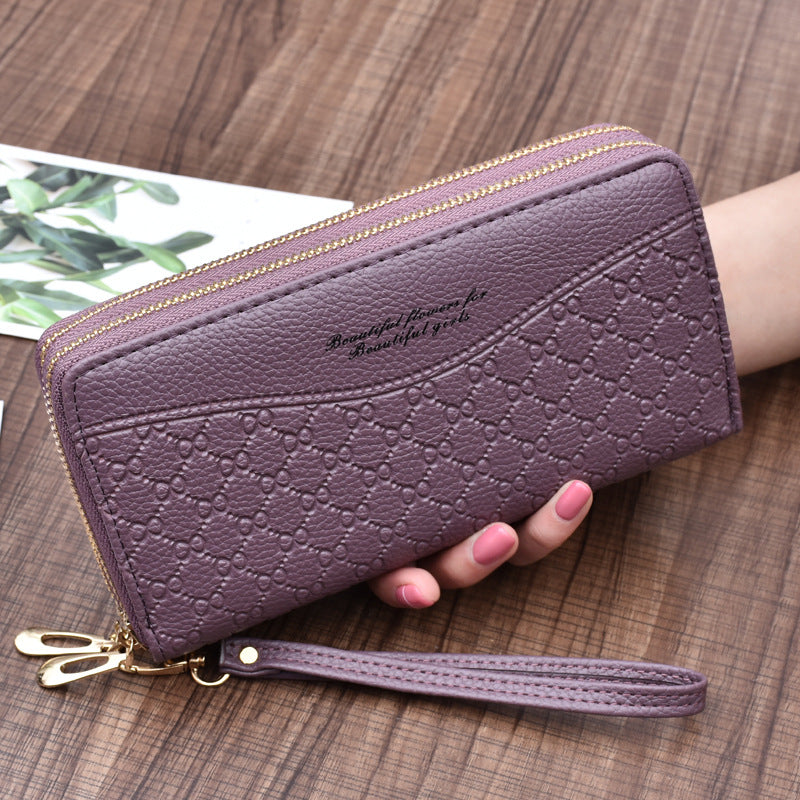Women's Long Large Capacity Double Zipper Clutch Ladies Wallets