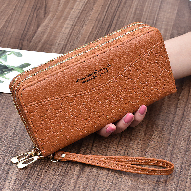 Women's Long Large Capacity Double Zipper Clutch Ladies Wallets