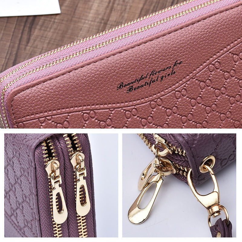 Women's Long Large Capacity Double Zipper Clutch Ladies Wallets