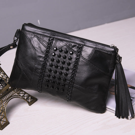 Women's Leather Sheepskin Rivet Envelope Trendy Fashion Handbags