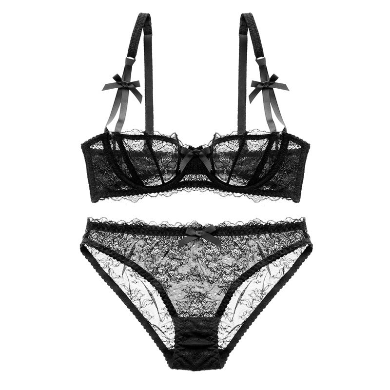 Sexy Lace Thin Transparent Half Cup Lingerie Sets