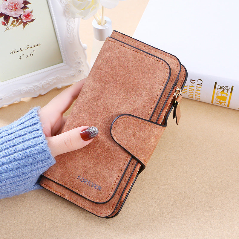 Women's Fold Fashion Multiple Slots Frosted Two-color Ladies Wallets
