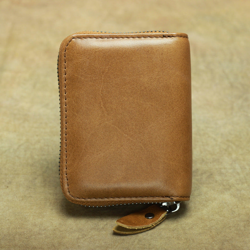 First Layer Cowhide Credit Organ Korean Style Card Holder